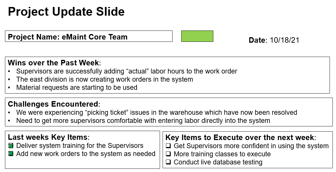 Project Update Slide